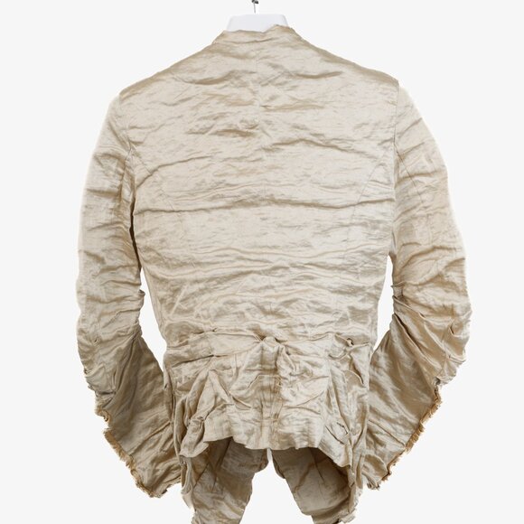 Donna Karan Metallic Silk Gold Ruched Jacket - Picture 2 of 10